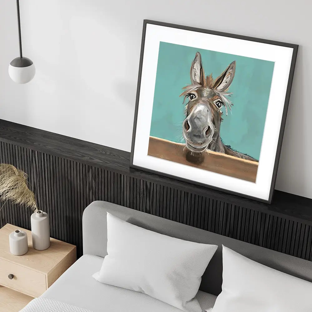Happy Donkey Square Framed Art Print Happy Donkey Square Framed Art Print wall art product Independent