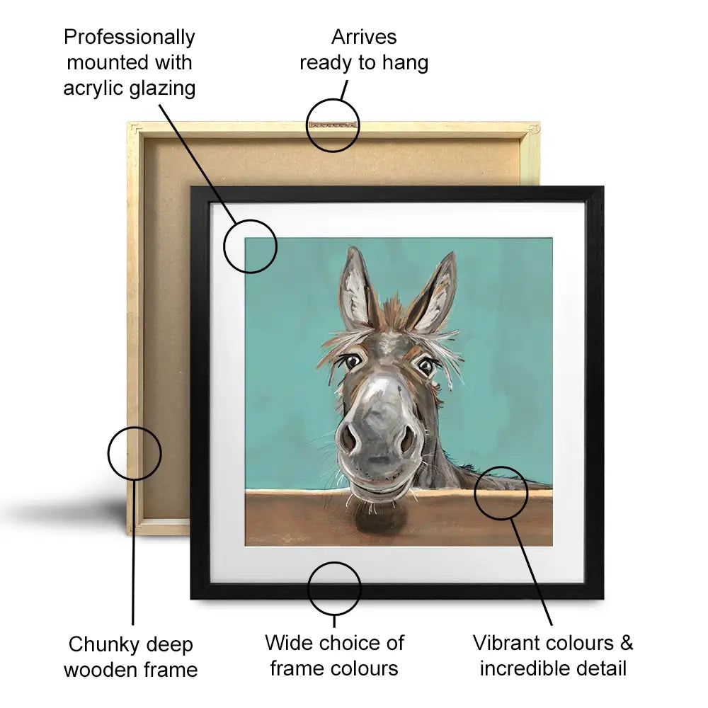 Happy Donkey Square Framed Art Print Happy Donkey Square Framed Art Print wall art product Independent