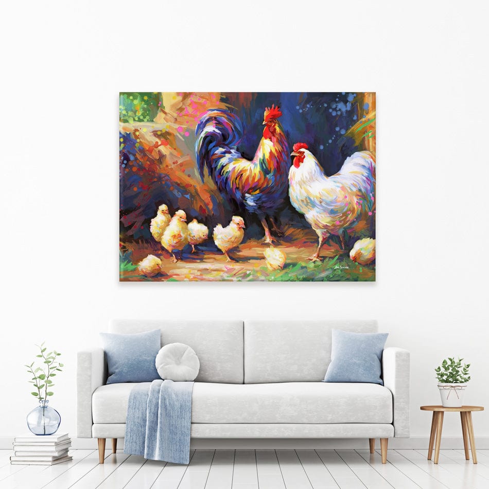 Happy Farmyard Family Canvas Print wall art product Leon Devenice