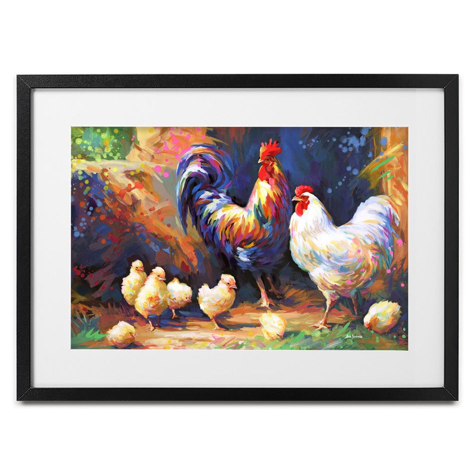Happy Farmyard Family Framed Art Print wall art product Leon Devenice