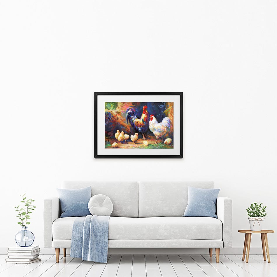 Happy Farmyard Family Framed Art Print wall art product Leon Devenice