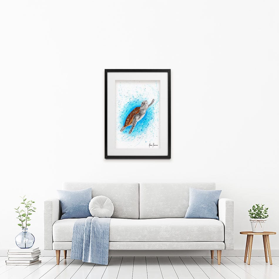 Happy Sea Turtle Framed Art Print wall art product Ashvin Harrison