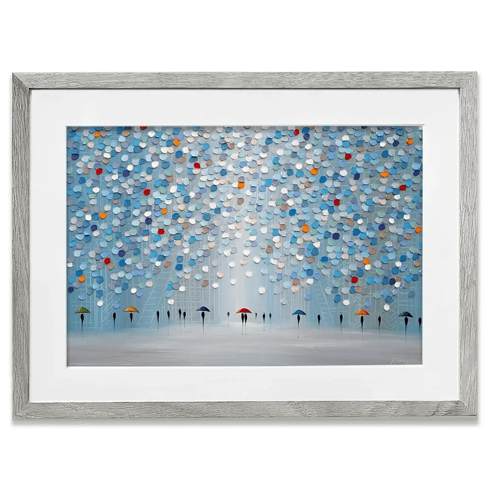 Happy Sunny Rain Framed Art Print Happy Sunny Rain Framed Art Print wall art product Ekaterina Ermilkina