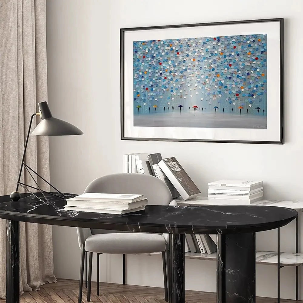 Happy Sunny Rain Framed Art Print Happy Sunny Rain Framed Art Print wall art product Ekaterina Ermilkina