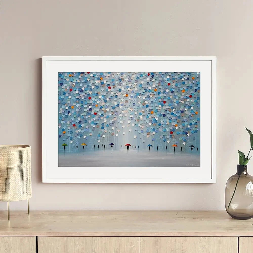 Happy Sunny Rain Framed Art Print Happy Sunny Rain Framed Art Print wall art product Ekaterina Ermilkina