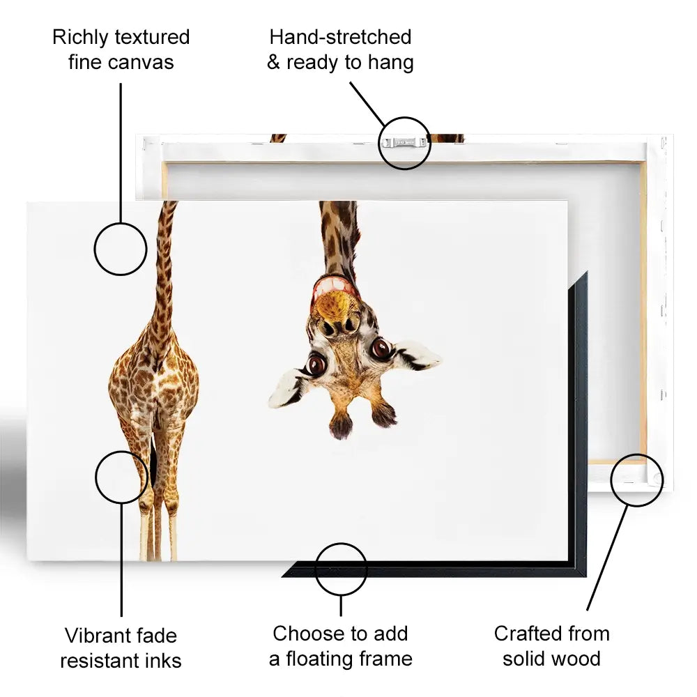 Happy Upside Down Giraffe Canvas Print Happy Upside Down Giraffe Canvas Print wall art product Sergey Novikov / Shutterstock