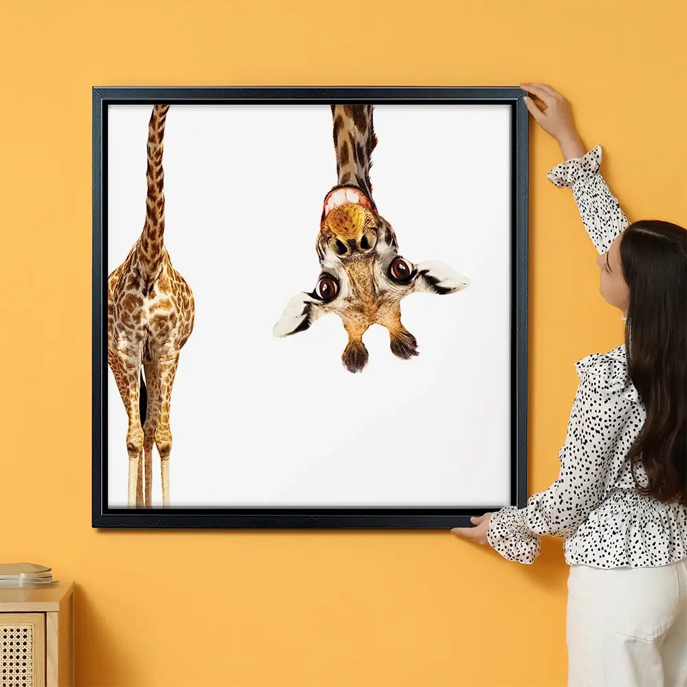 Happy Upside Down Giraffe Oversized Canvas Print Happy Upside Down Giraffe Oversized Canvas Print wall art product Art Print Shop