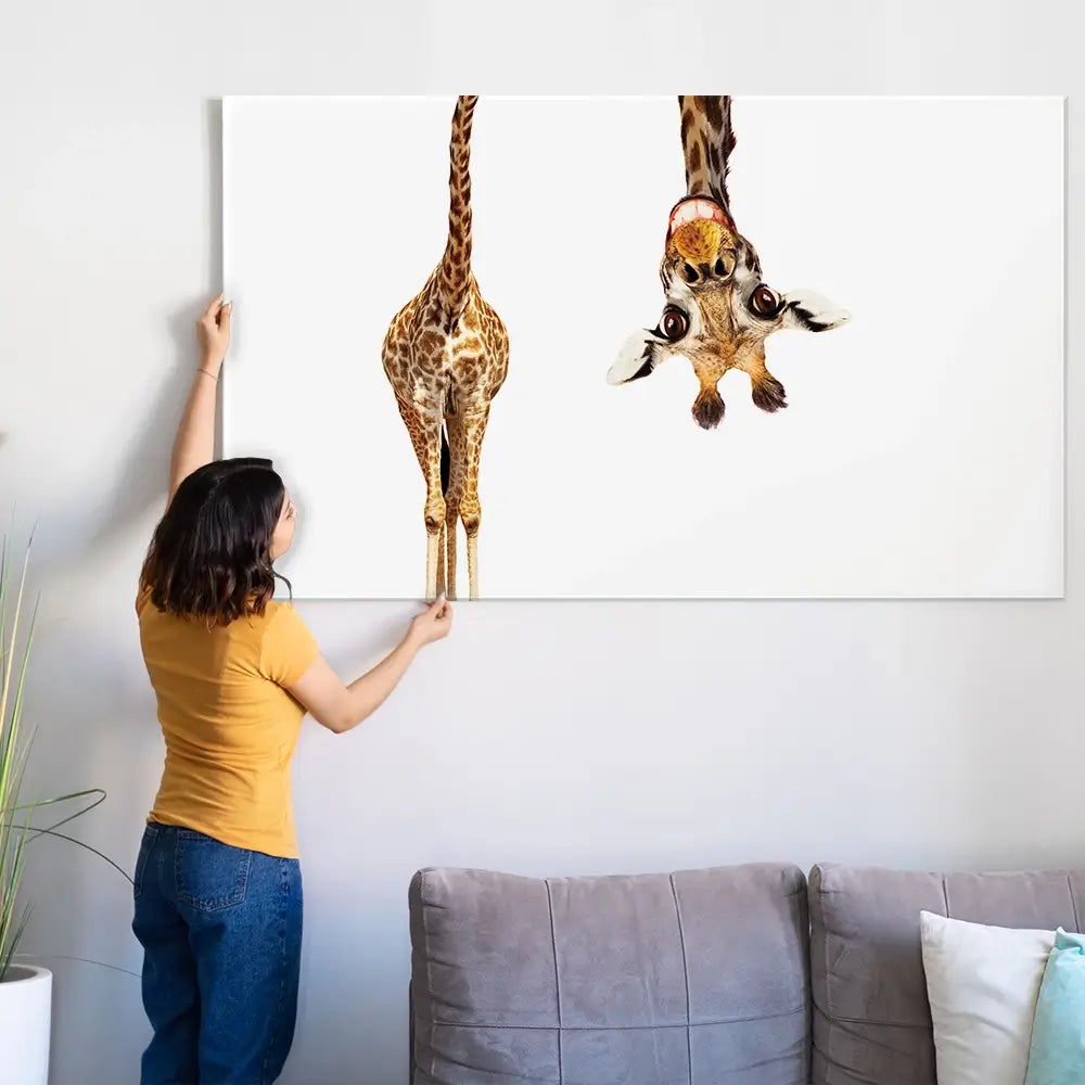Happy Upside Down Giraffe Oversized Canvas Print Happy Upside Down Giraffe Oversized Canvas Print wall art product Art Print Shop