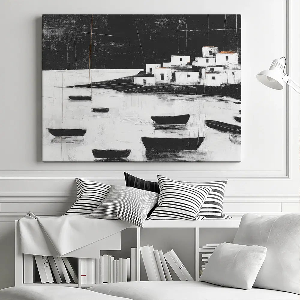 Harbour Night Moorings Canvas Print Harbour Night Moorings Canvas Print wall art product Chromatic Storm Studio