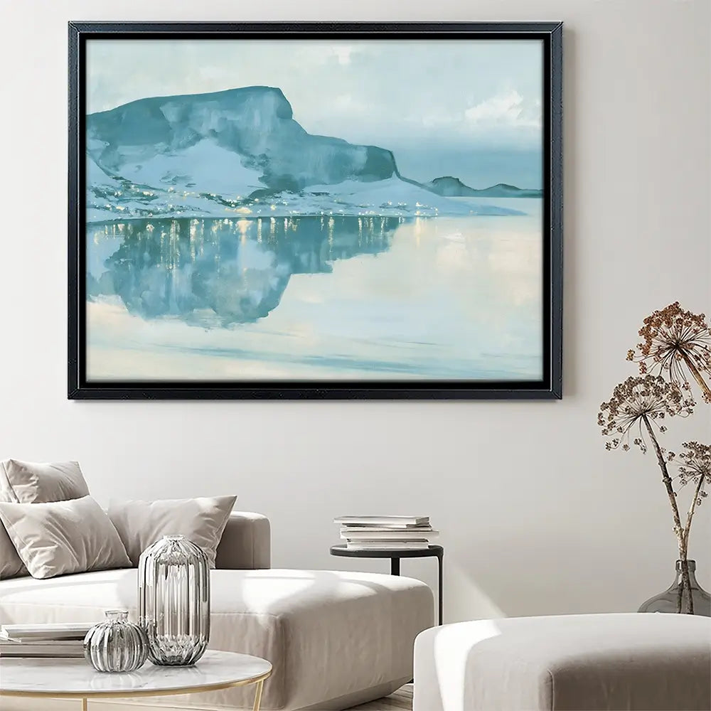 Harbour Village With Reflection Canvas Print Harbour Village With Reflection Canvas Print wall art product Chromatic Storm Studio