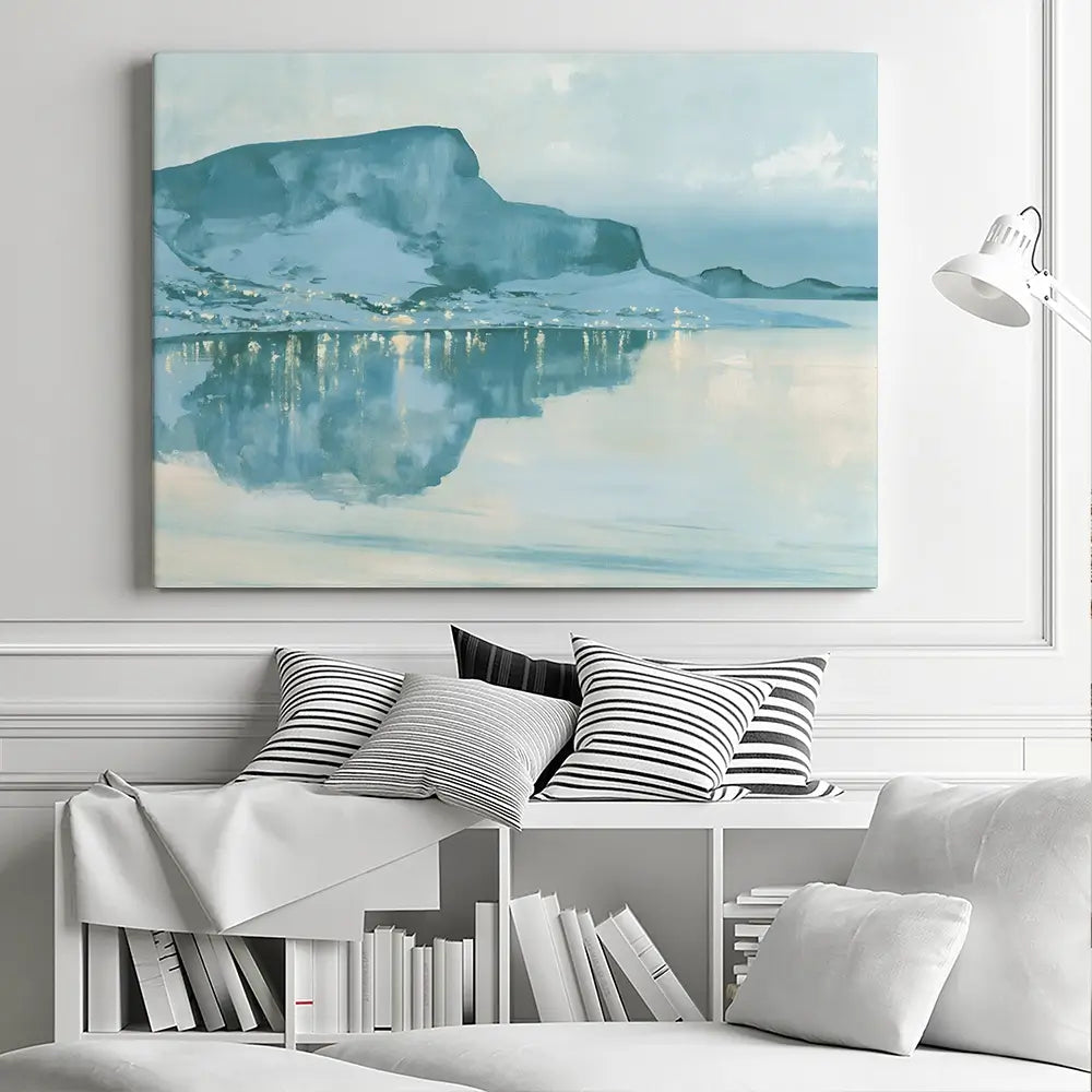 Harbour Village With Reflection Canvas Print Harbour Village With Reflection Canvas Print wall art product Chromatic Storm Studio