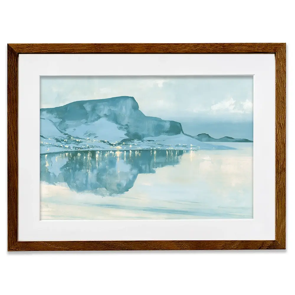 Harbour Village With Reflection Framed Art Print Harbour Village With Reflection Framed Art Print wall art product Chromatic Storm Studio