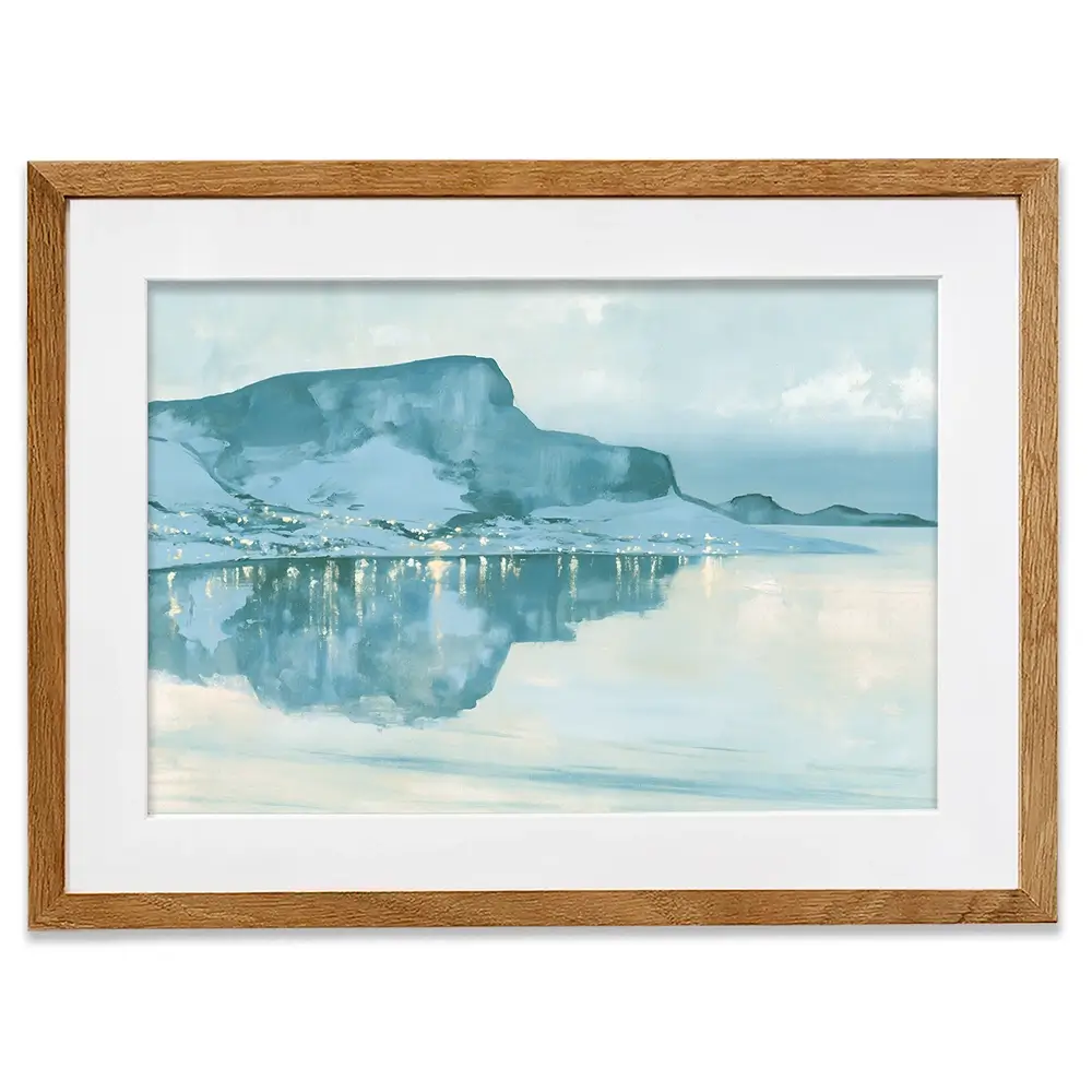 Harbour Village With Reflection Framed Art Print Harbour Village With Reflection Framed Art Print wall art product Chromatic Storm Studio