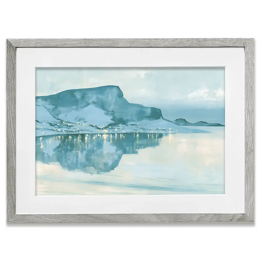 Harbour Village With Reflection Framed Art Print Harbour Village With Reflection Framed Art Print wall art product Chromatic Storm Studio