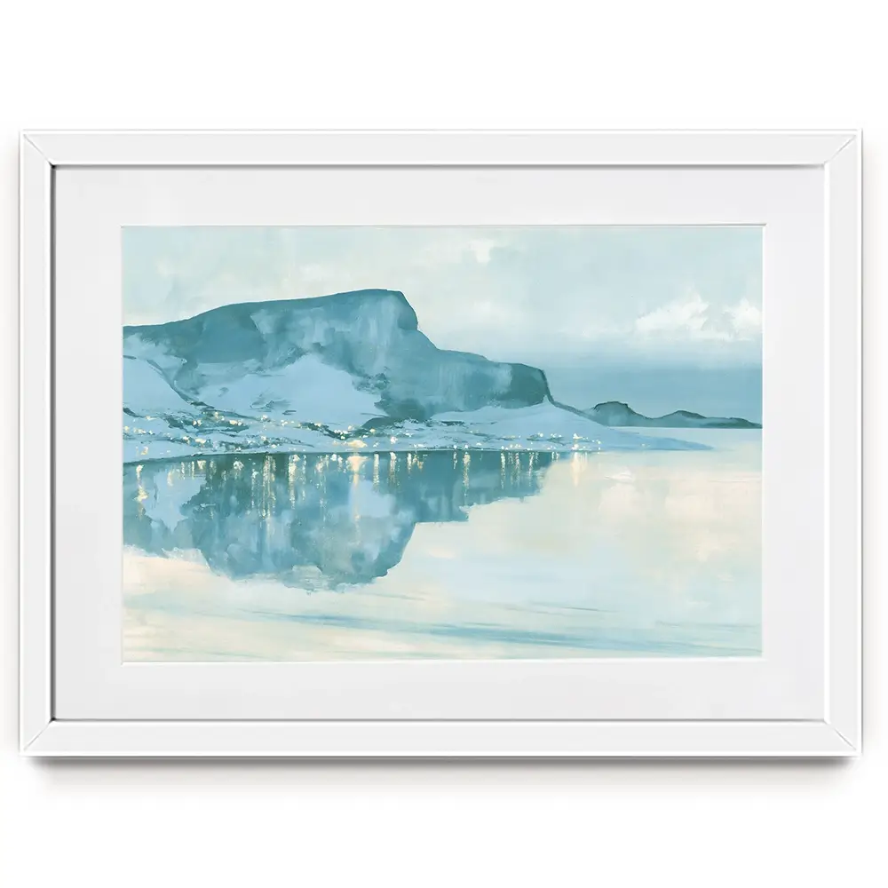 Harbour Village With Reflection Framed Art Print Harbour Village With Reflection Framed Art Print wall art product Chromatic Storm Studio