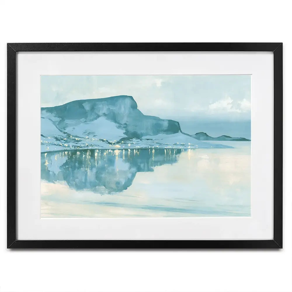 Harbour Village With Reflection Framed Art Print Harbour Village With Reflection Framed Art Print wall art product Chromatic Storm Studio