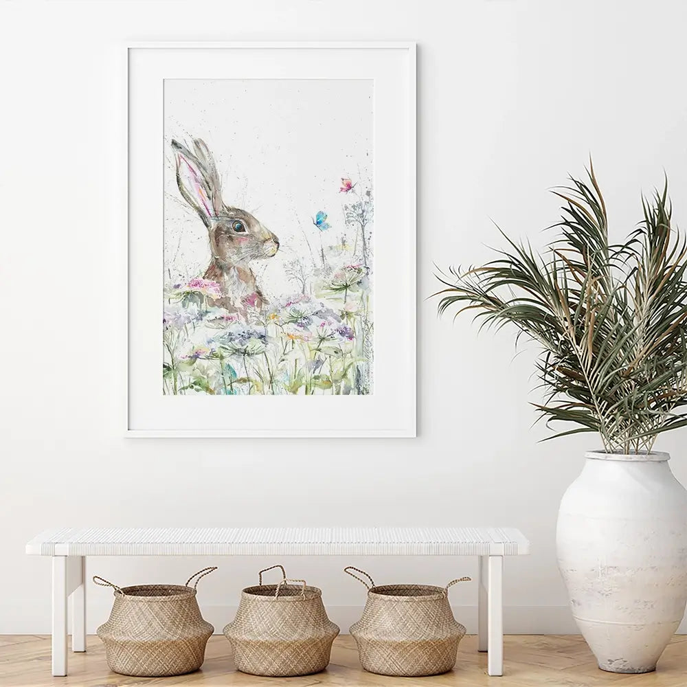 Hare Amongst Flowers Framed Art Print Hare Amongst Flowers Framed Art Print wall art product Nicola Jane Rowles