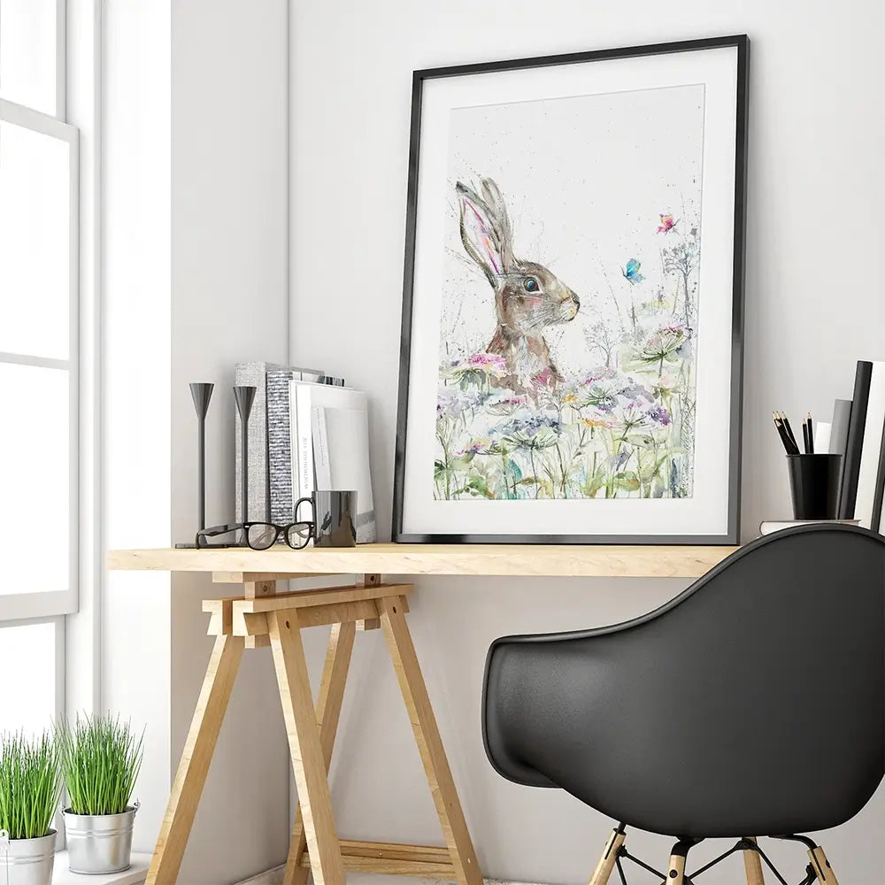 Hare Amongst Flowers Framed Art Print Hare Amongst Flowers Framed Art Print wall art product Nicola Jane Rowles