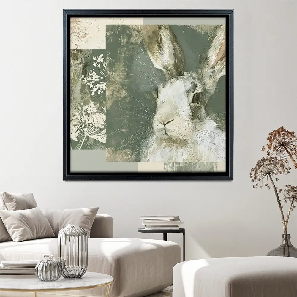 Hare And Lace Collage Square Canvas Print Hare And Lace Collage Square Canvas Print wall art product Chromatic Storm Studio