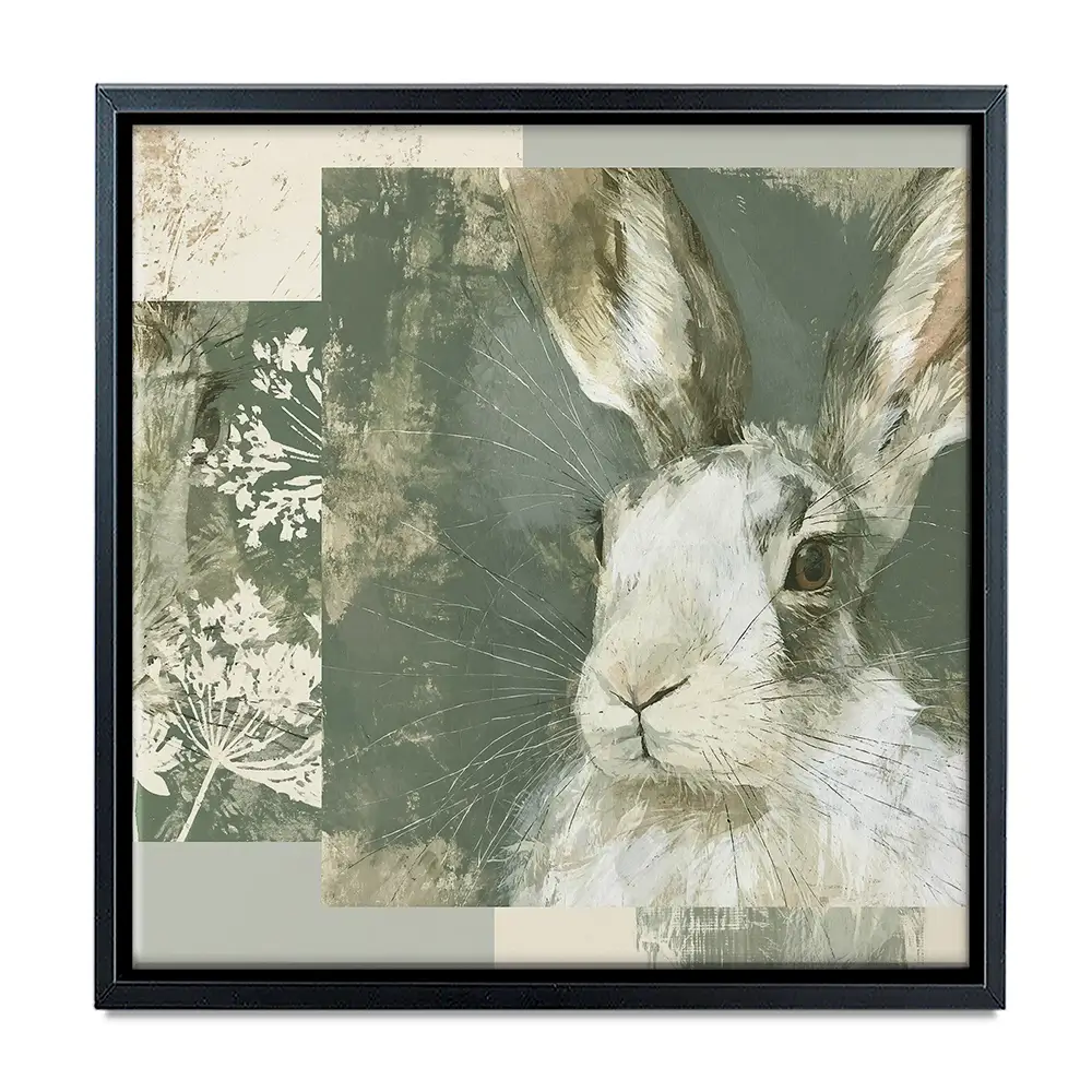 Hare And Lace Collage Square Canvas Print Hare And Lace Collage Square Canvas Print wall art product Chromatic Storm Studio