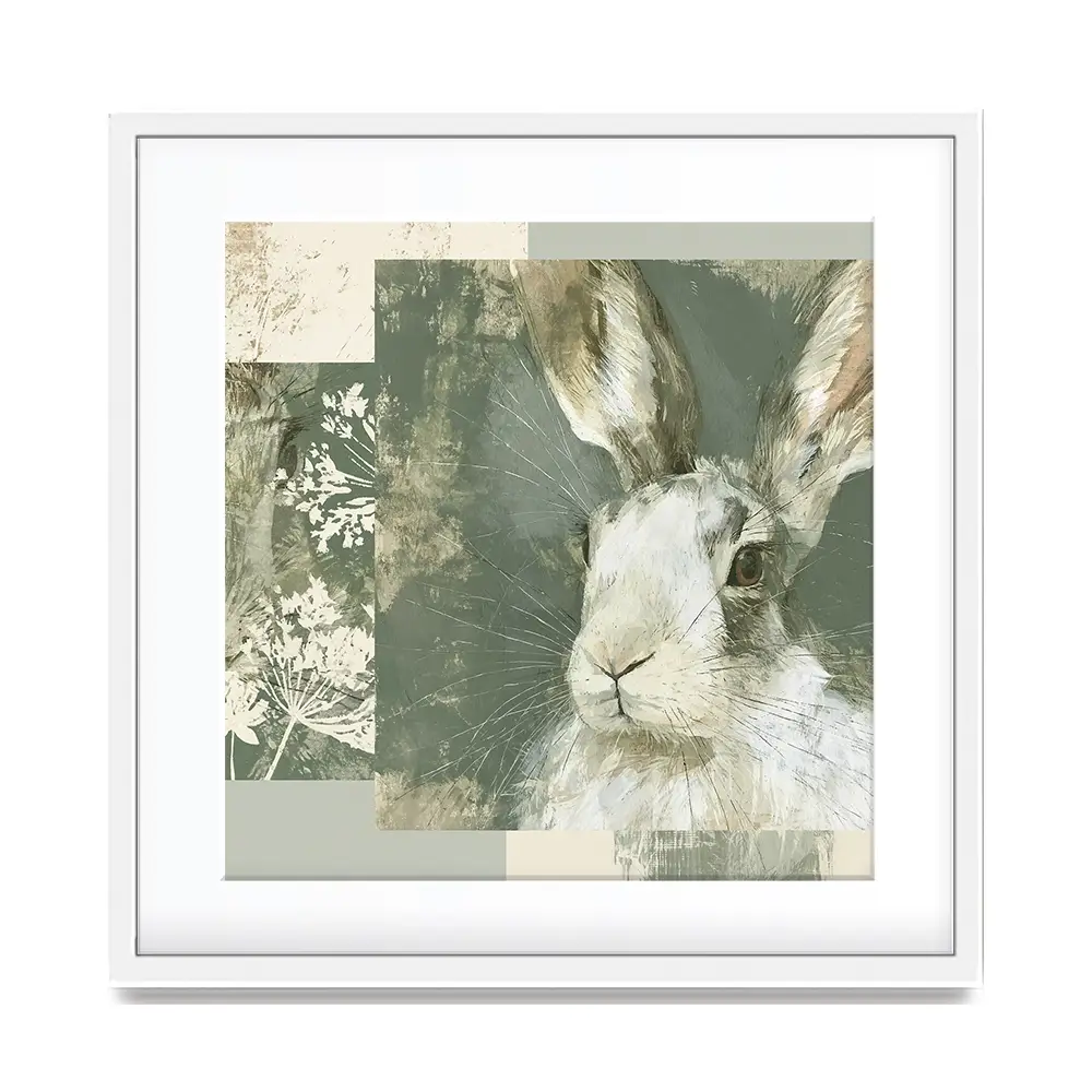 Hare And Lace Collage Square Framed Art Print Hare And Lace Collage Square Framed Art Print wall art product Chromatic Storm Studio