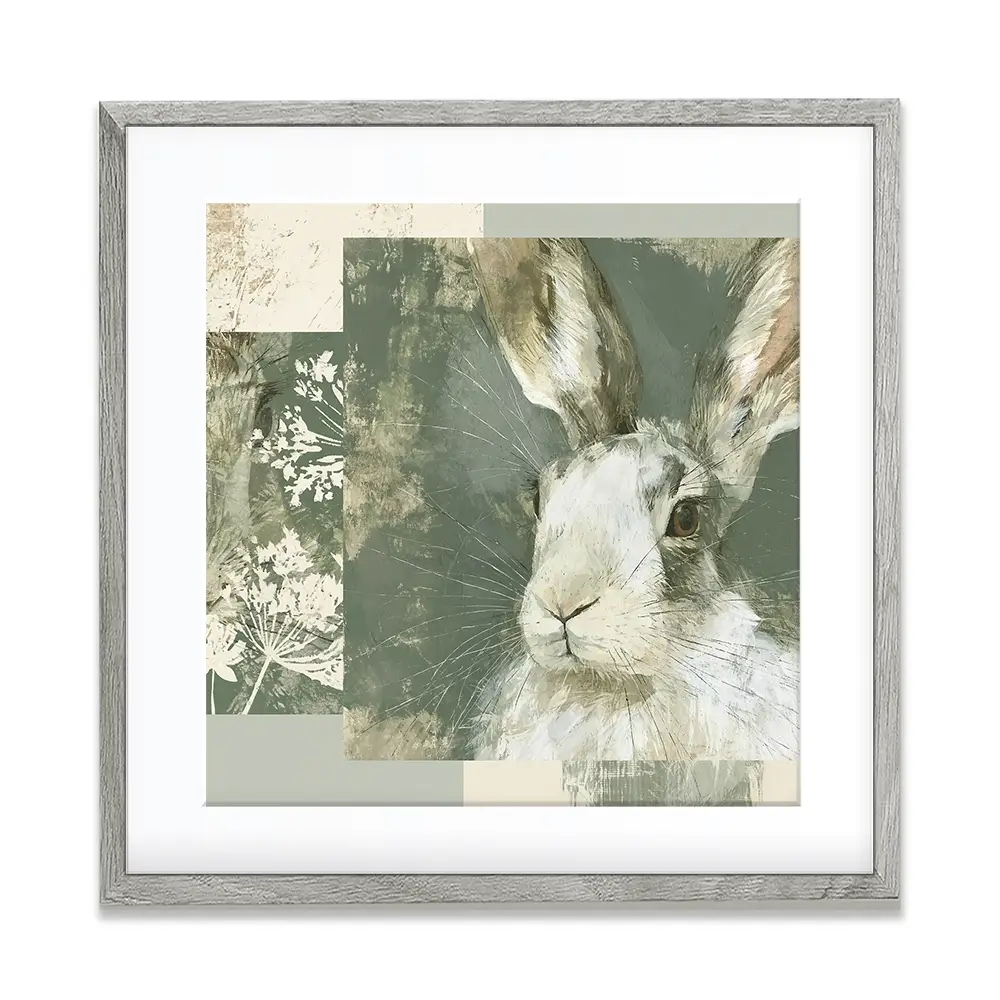 Hare And Lace Collage Square Framed Art Print Hare And Lace Collage Square Framed Art Print wall art product Chromatic Storm Studio