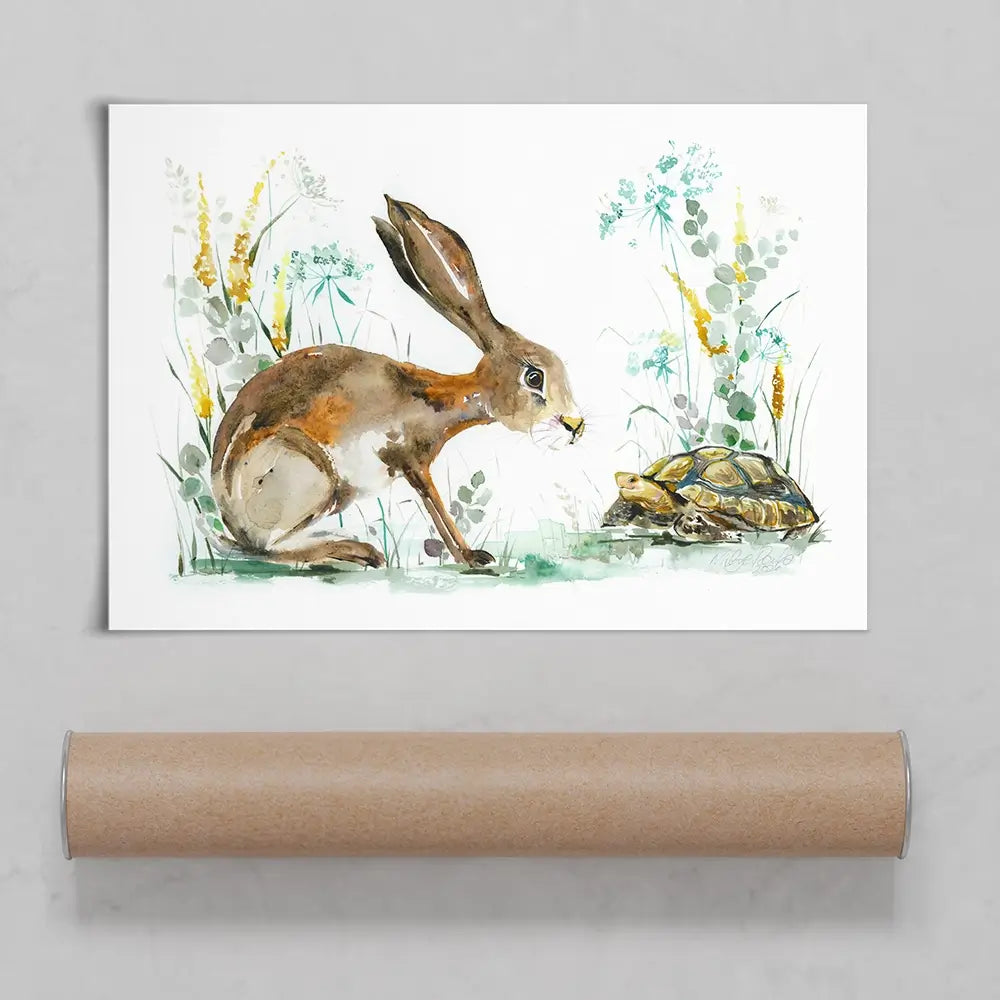 Hare And The Tortoise Art Print Hare And The Tortoise Art Print wall art product Nicola Jane Rowles