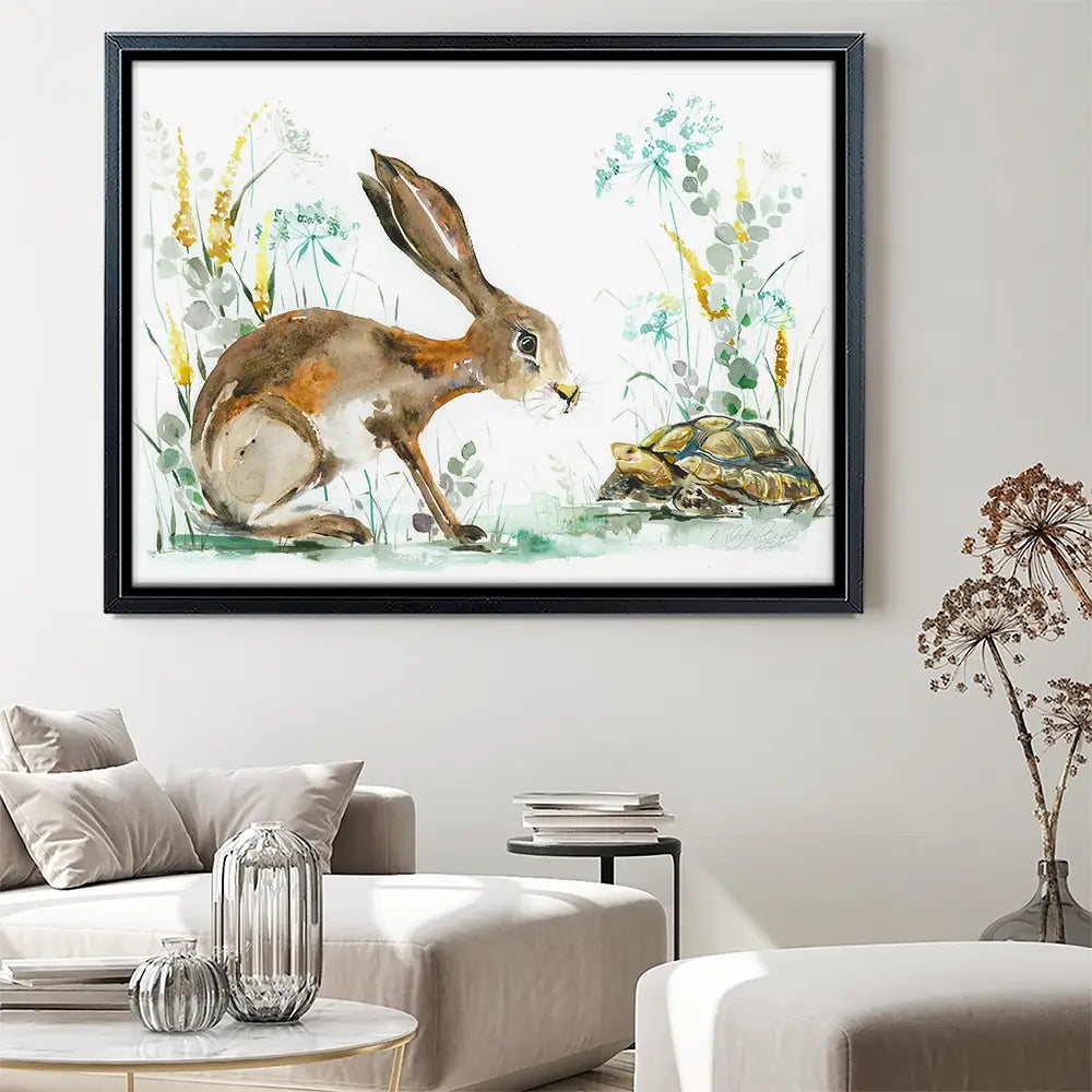 Hare And The Tortoise Canvas Print Hare And The Tortoise Canvas Print wall art product Nicola Jane Rowles