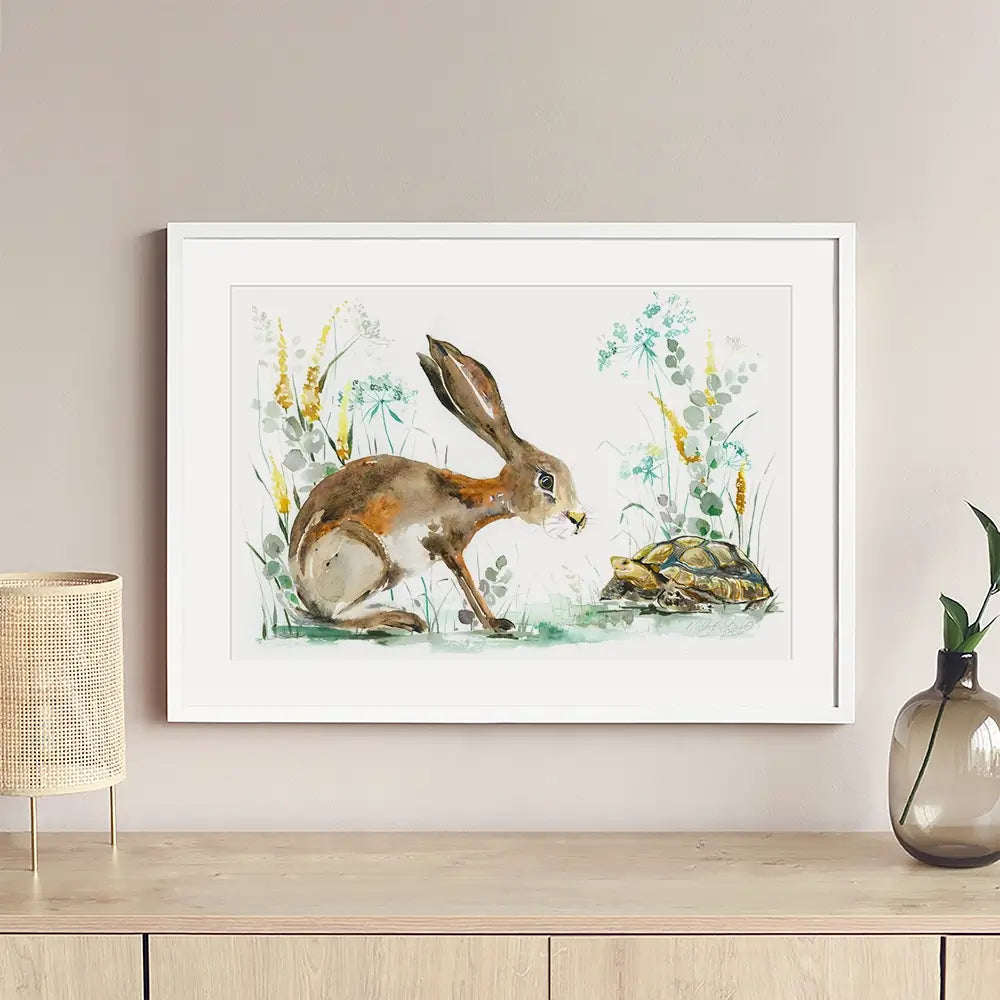 Hare And The Tortoise Framed Art Print Hare And The Tortoise Framed Art Print wall art product Nicola Jane Rowles