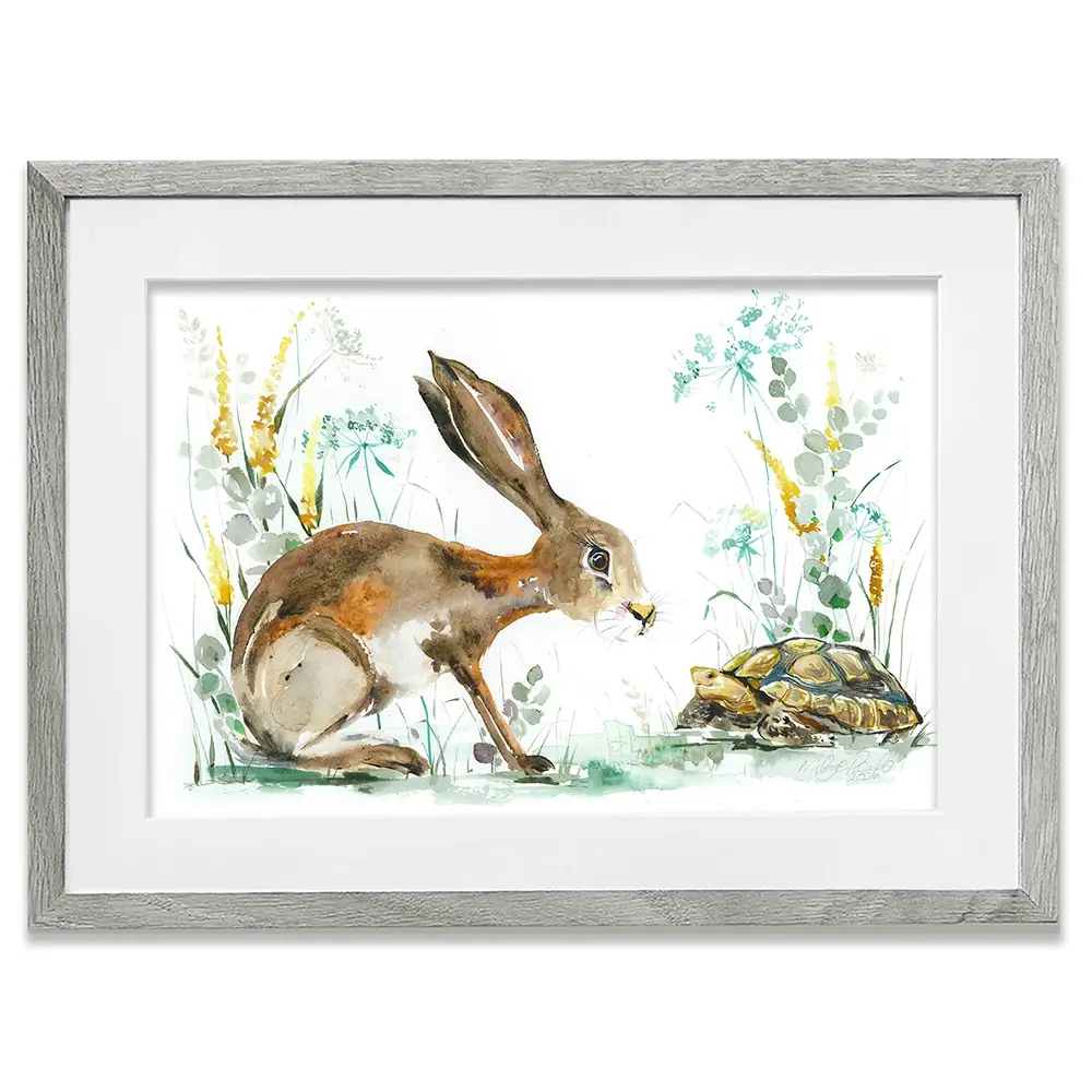Hare And The Tortoise Framed Art Print Hare And The Tortoise Framed Art Print wall art product Nicola Jane Rowles