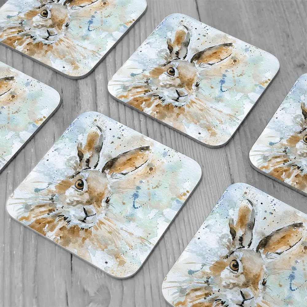 Hare Coaster Set Rainbow Soul Tree Coaster Set | Rainbow Soul Tree Art Coasters wall art product Carol Robinson