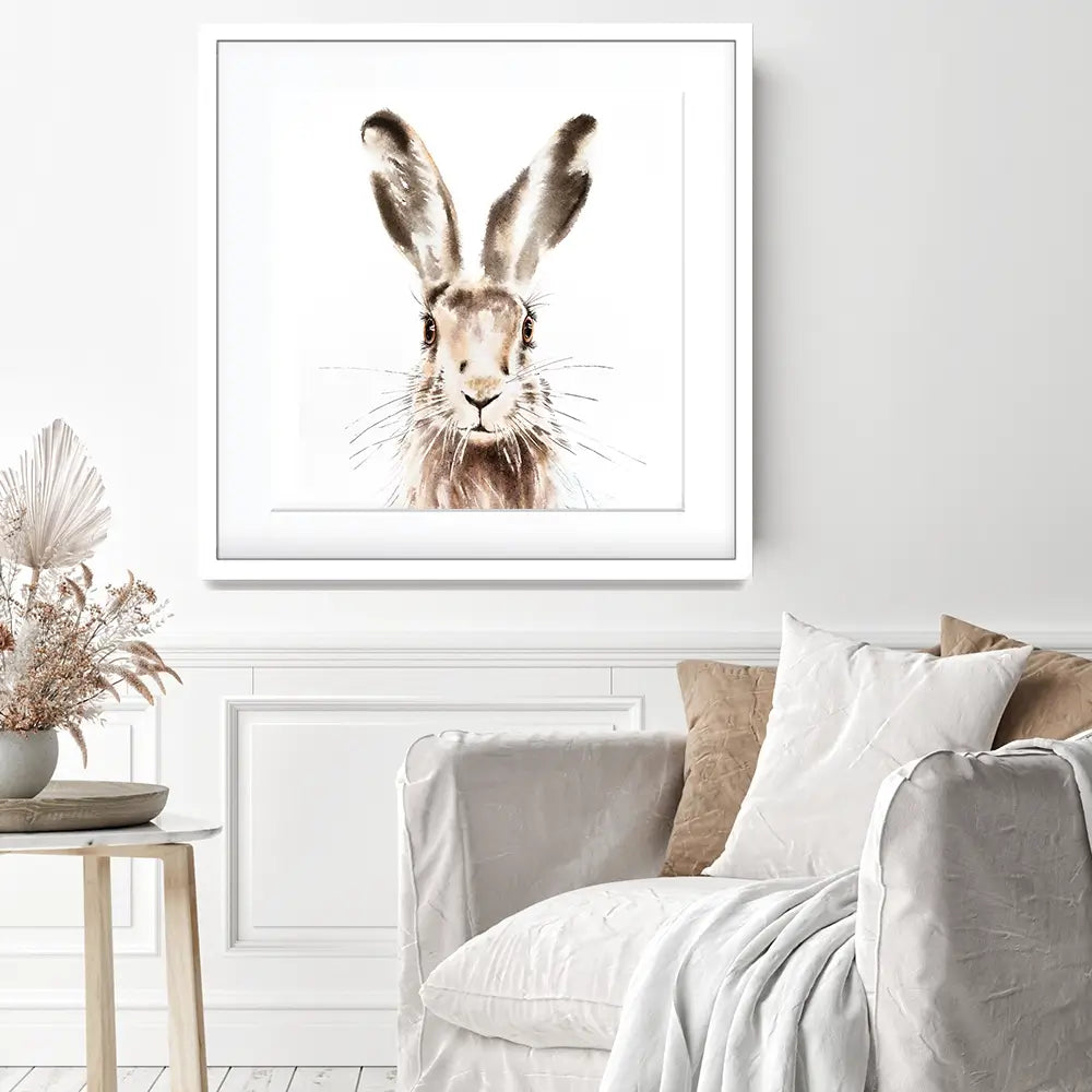 Harry The Hare Square Framed Art Print Harry The Hare Square Framed Art Print wall art product Art Print Shop