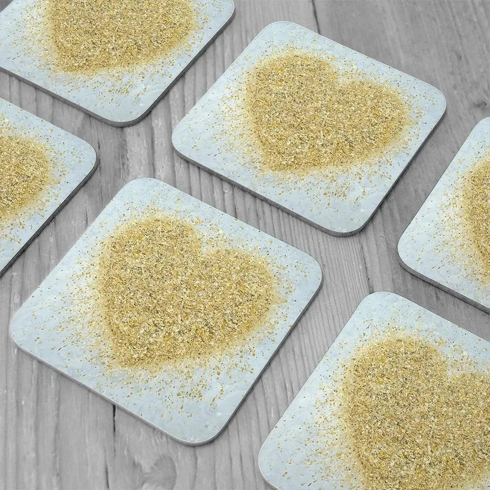 Heart Of Gold Coaster Set Rainbow Soul Tree Coaster Set | Rainbow Soul Tree Art Coasters wall art product Jo Gough