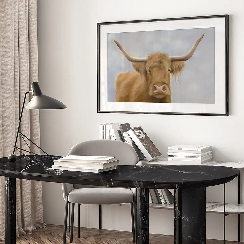 Hello Highland Rim Hello Highland Cow Framed Art Print