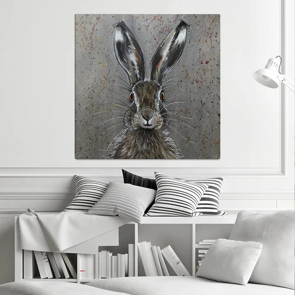 Henry The Hare Square Canvas Print Henry The Hare Square Canvas Print wall art product Jane Brookshaw