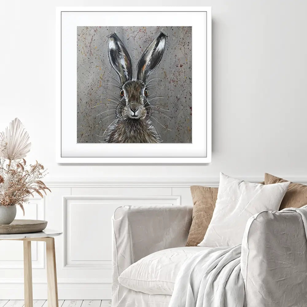 Henry The Hare Square Framed Art Print Henry The Hare Square Framed Art Print wall art product Jane Brookshaw