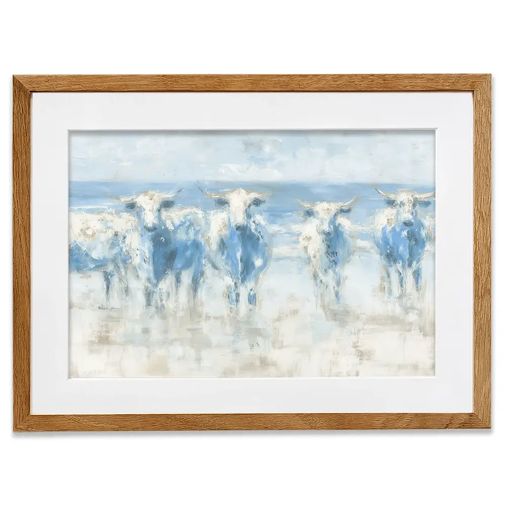 Herd Crossing Shallow Water Framed Art Print Herd Crossing Shallow Water Framed Art Print wall art product Chromatic Storm Studio