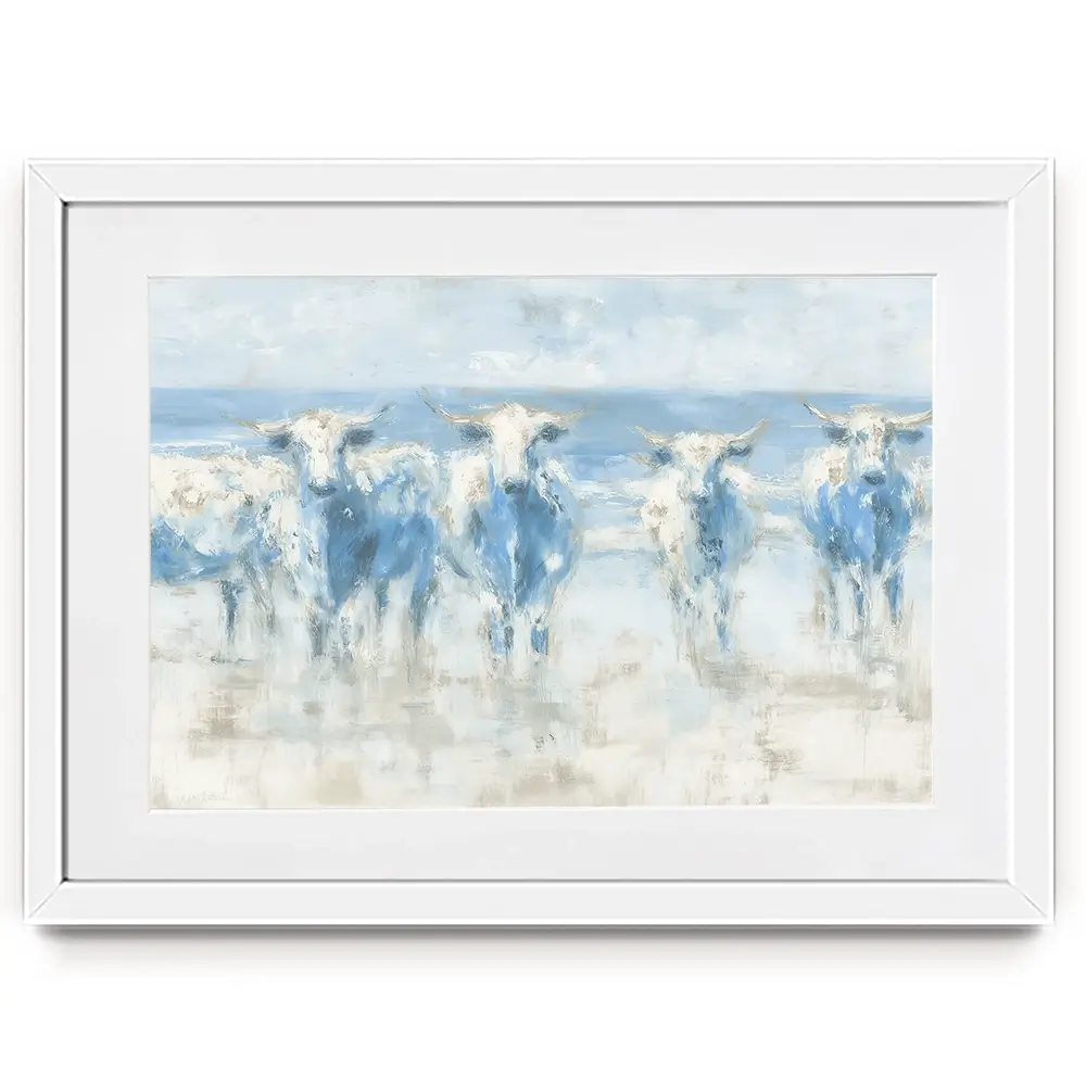 Herd Crossing Shallow Water Framed Art Print Herd Crossing Shallow Water Framed Art Print wall art product Chromatic Storm Studio