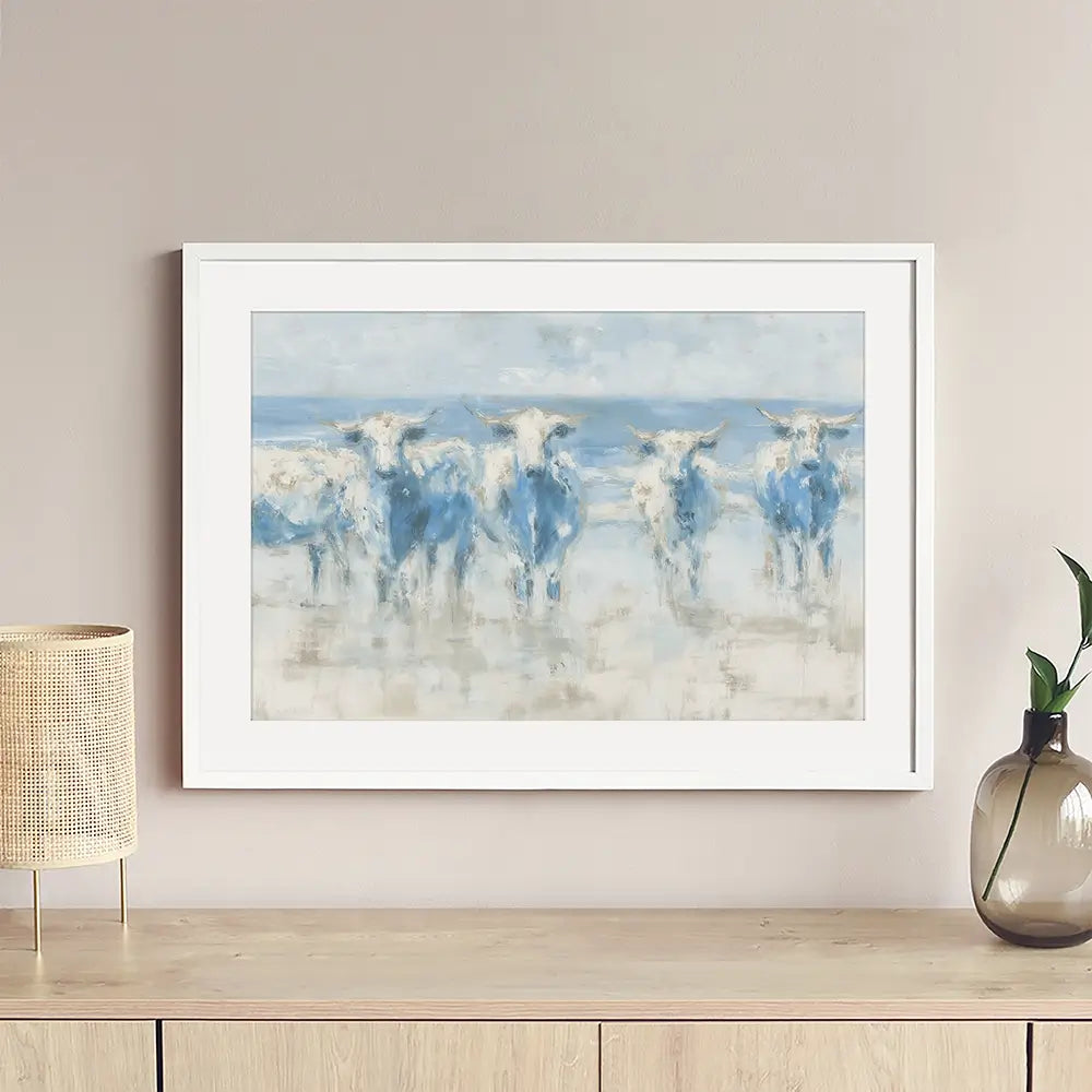 Herd Crossing Shallow Water Framed Art Print Herd Crossing Shallow Water Framed Art Print wall art product Chromatic Storm Studio