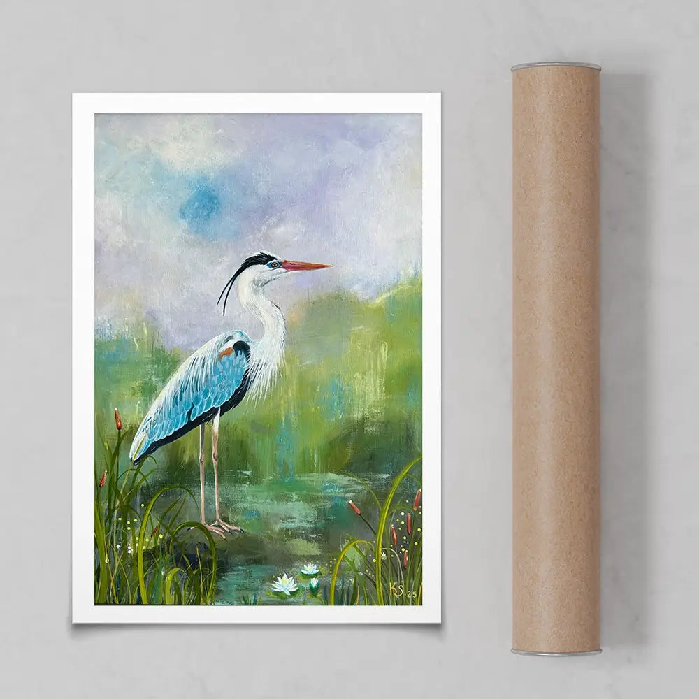 Heron On A Rock Art Print Heron On A Rock Art Print wall art product Karen Sutton