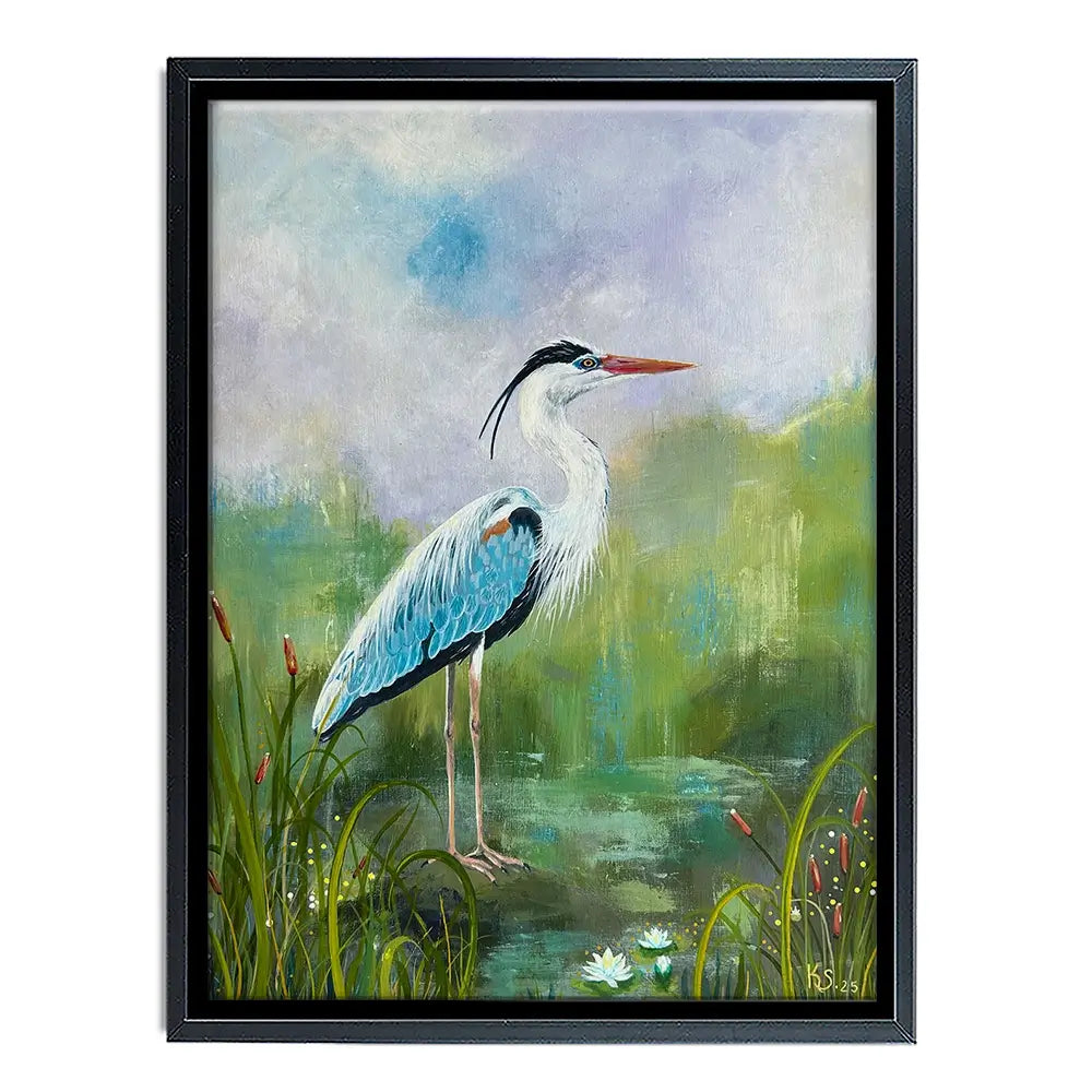 Heron On A Rock Canvas Print Heron On A Rock Canvas Print wall art product Karen Sutton