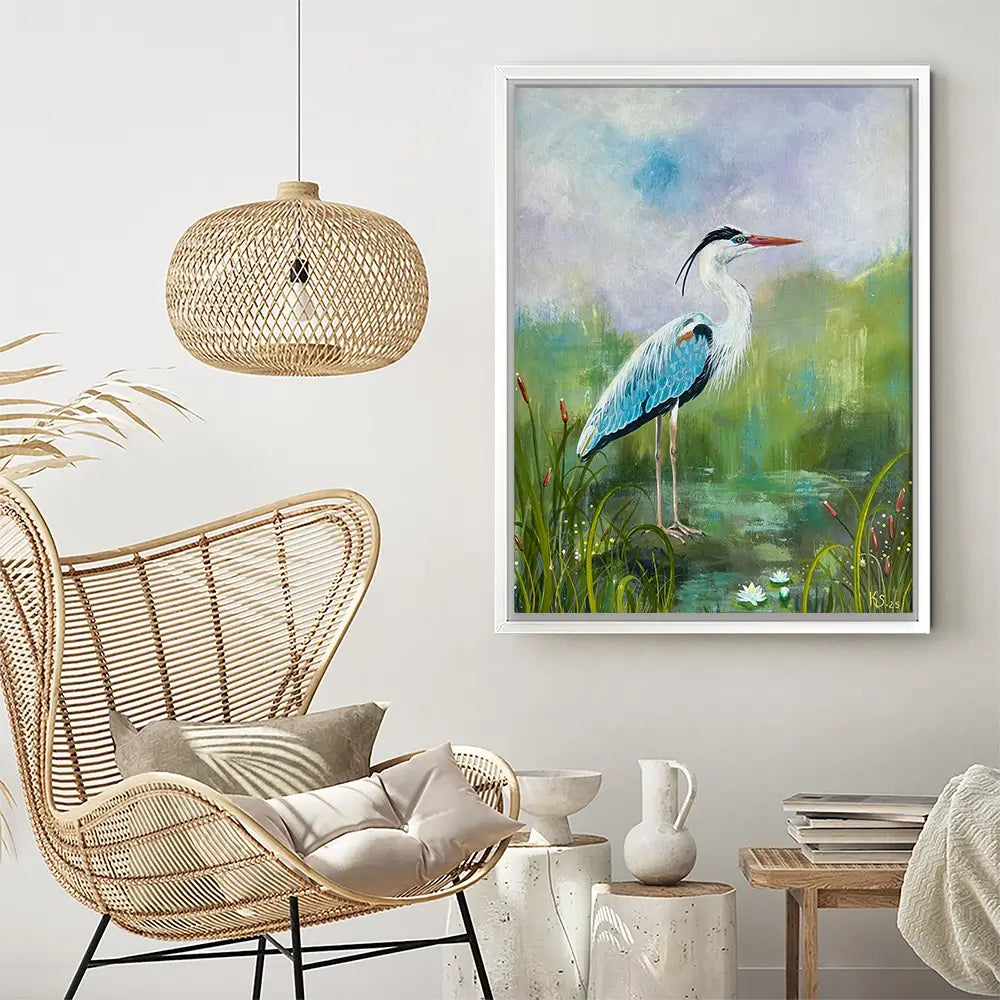 Heron On A Rock Canvas Print Heron On A Rock Canvas Print wall art product Karen Sutton