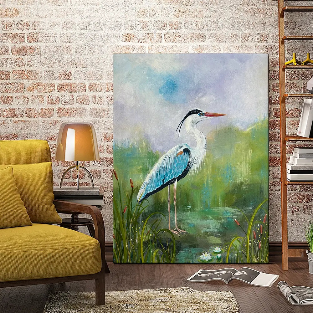 Heron On A Rock Canvas Print Heron On A Rock Canvas Print wall art product Karen Sutton