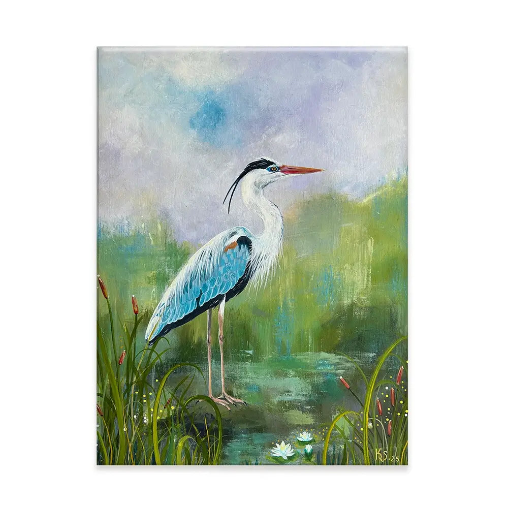 Heron On A Rock Canvas Print Heron On A Rock Canvas Print wall art product Karen Sutton