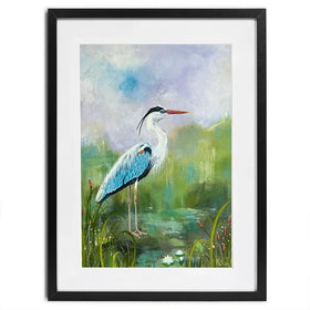 Heron On A Rock Framed Art Print Heron On A Rock Framed Art Print wall art product Karen Sutton
