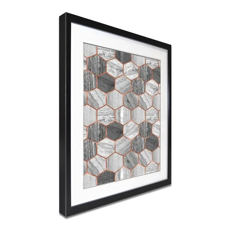 Hexagon Marble Framed Art Print Hexagon Marble Framed Art Print wall art product Emanuela Carratoni - Independent