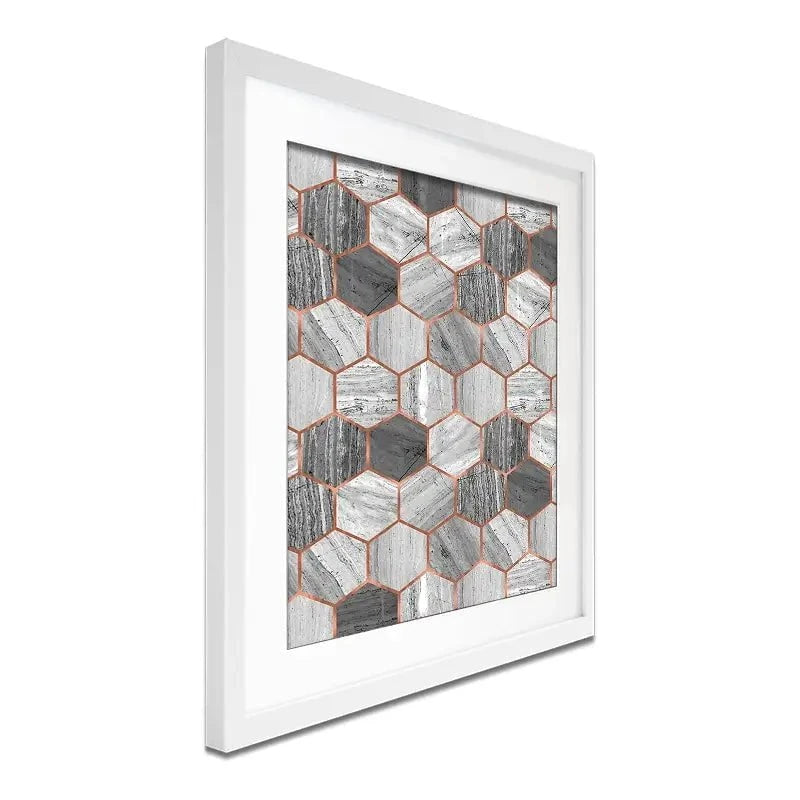 Hexagon Marble Framed Art Print Hexagon Marble Framed Art Print wall art product Emanuela Carratoni - Independent