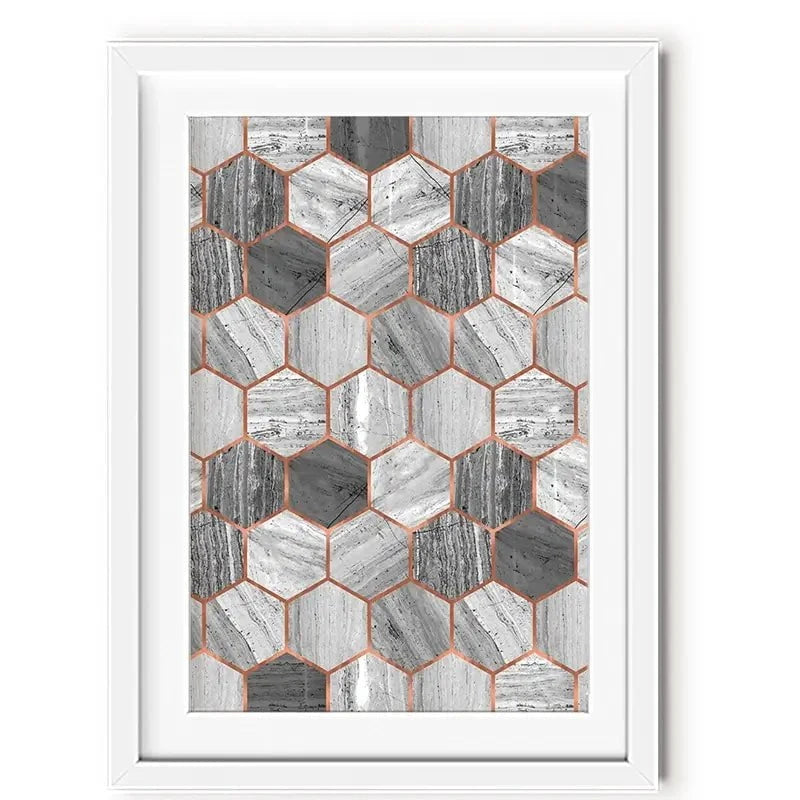 Hexagon Marble Framed Art Print Hexagon Marble Framed Art Print wall art product Emanuela Carratoni - Independent