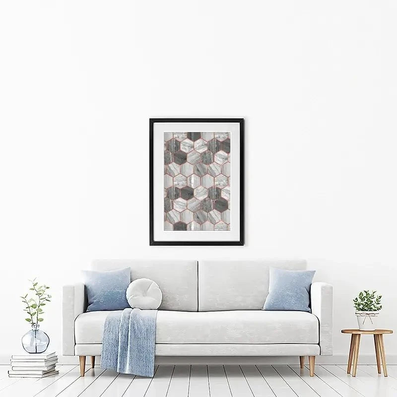Hexagon Marble Framed Art Print Hexagon Marble Framed Art Print wall art product Emanuela Carratoni - Independent
