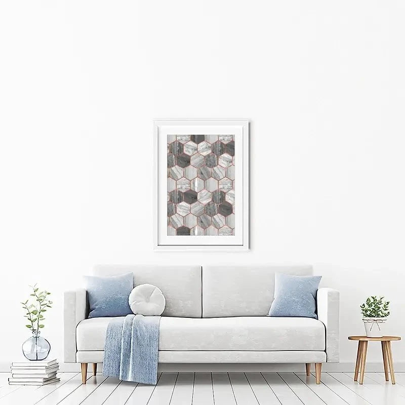 Hexagon Marble Framed Art Print Hexagon Marble Framed Art Print wall art product Emanuela Carratoni - Independent